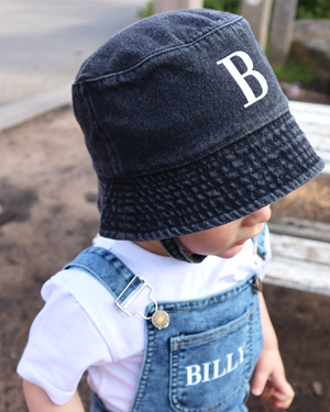 Letter Black Denim Bucket Hat The Junior Edit