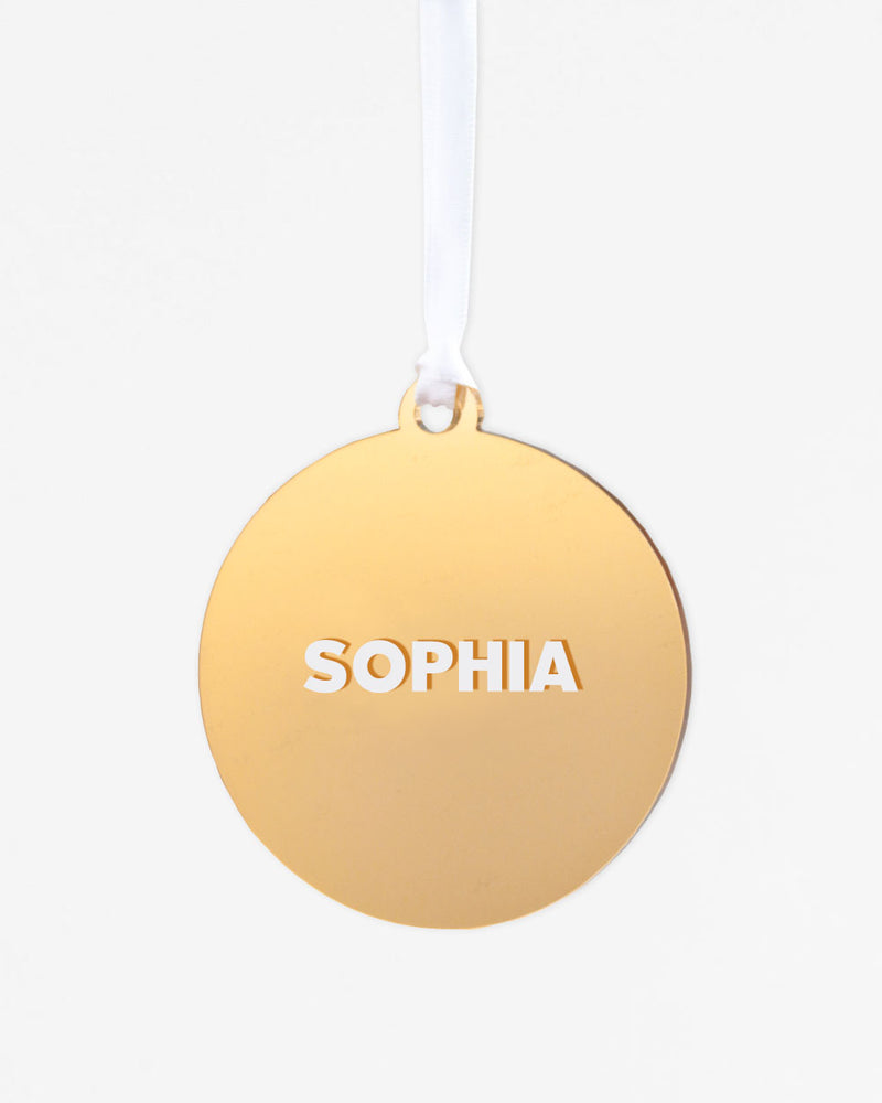 Name Gold Mirror Bauble | Christmas Decoration